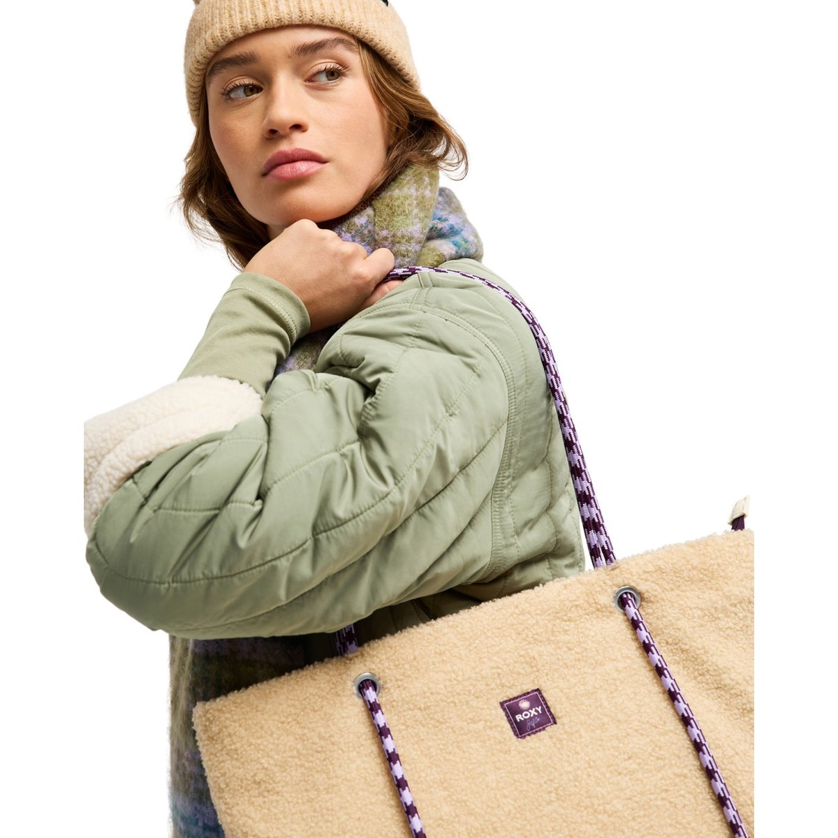 Sac tote en sherpa ELECTRIC FLOW. beige pebble, ROXY