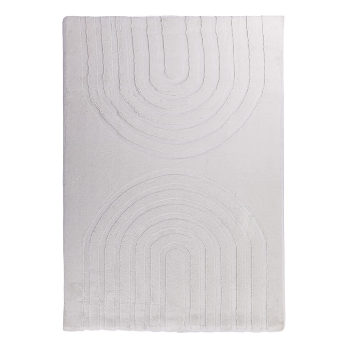 Tapis salon, faux uni sobre, texture en relief LYN59 DEH blanc, gris, UN AMOUR DE TAPIS
