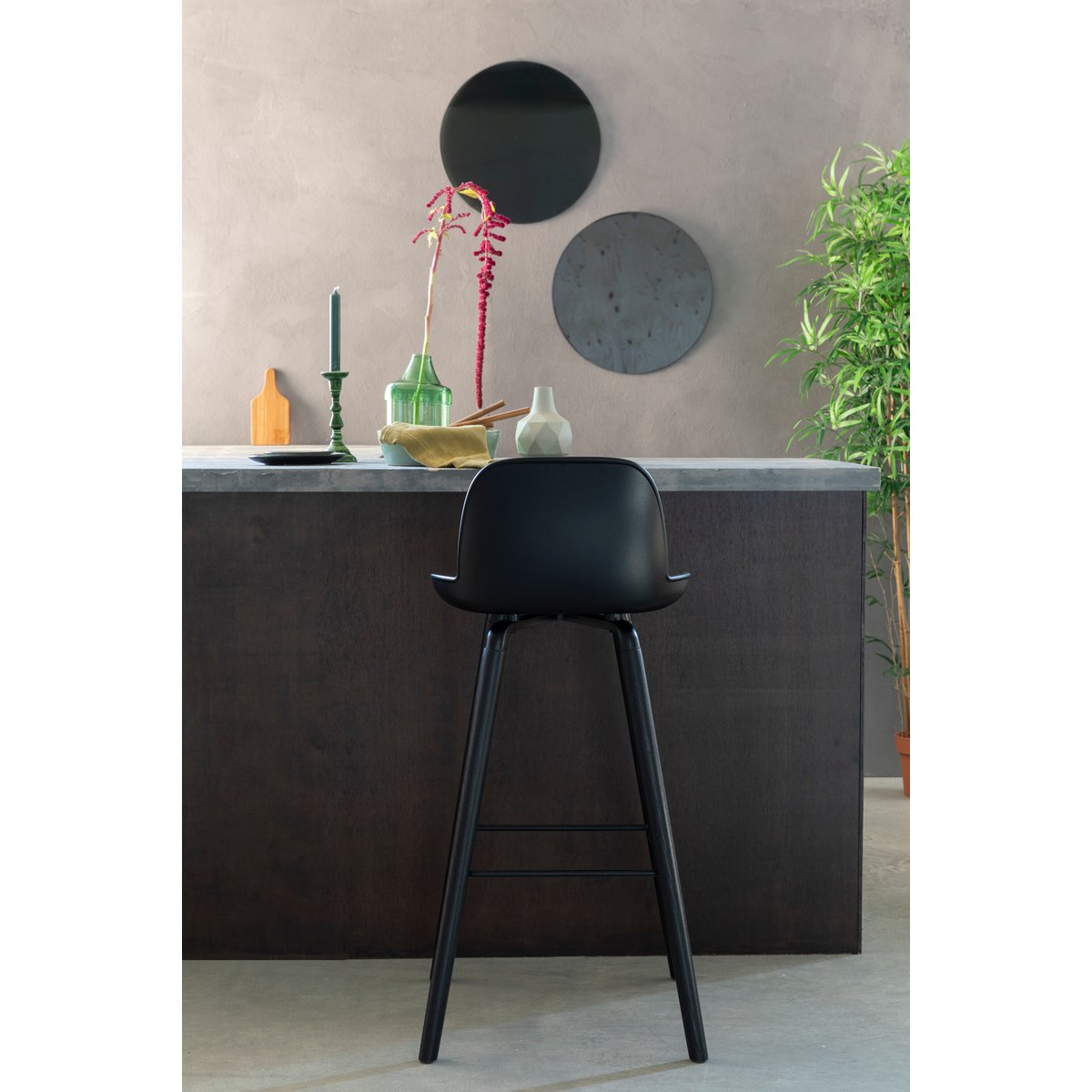 Chaise de bar en aluminium ALBERT KUIP noir, ZUIVER