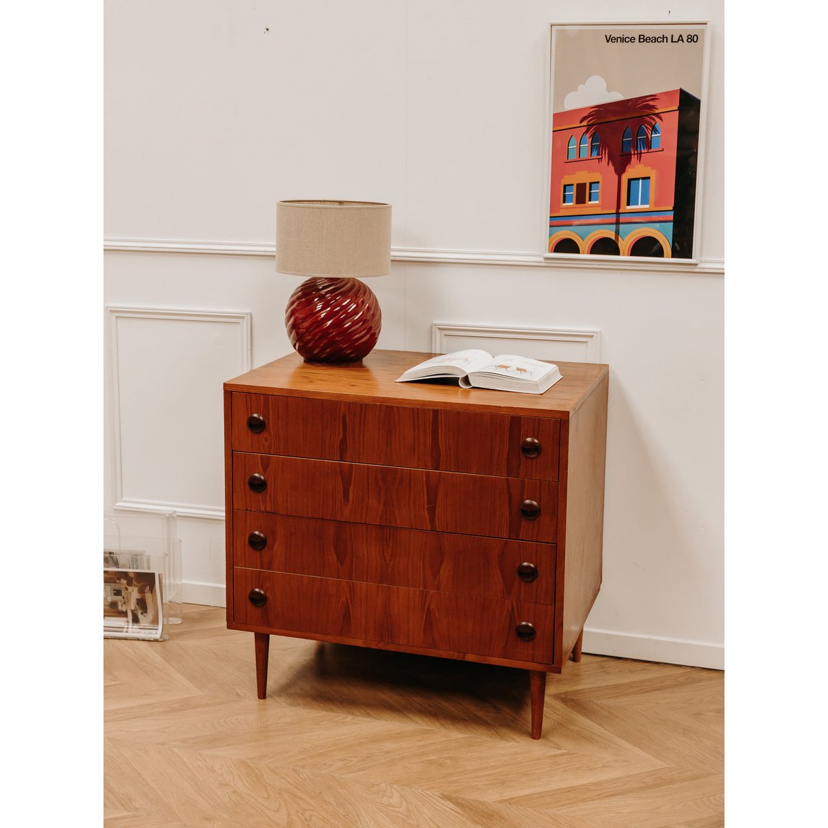 Grande commode scandinave Olga N°314 - Bon état bois, DEBONGOUT
