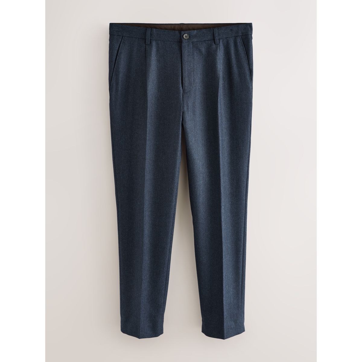Pantalon nova fides fuselé en laine chevrons bleu marine, NEXT