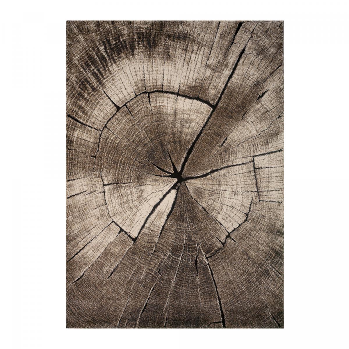 Tapis salon et chambre tissé motif floral RAMPI taupe, UN AMOUR DE TAPIS