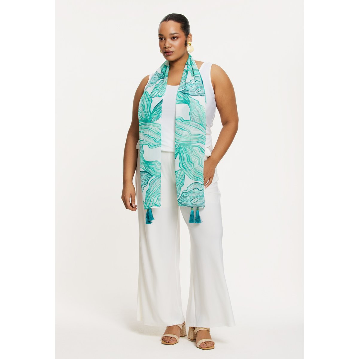 Châle imprimée turquoise, YOEK