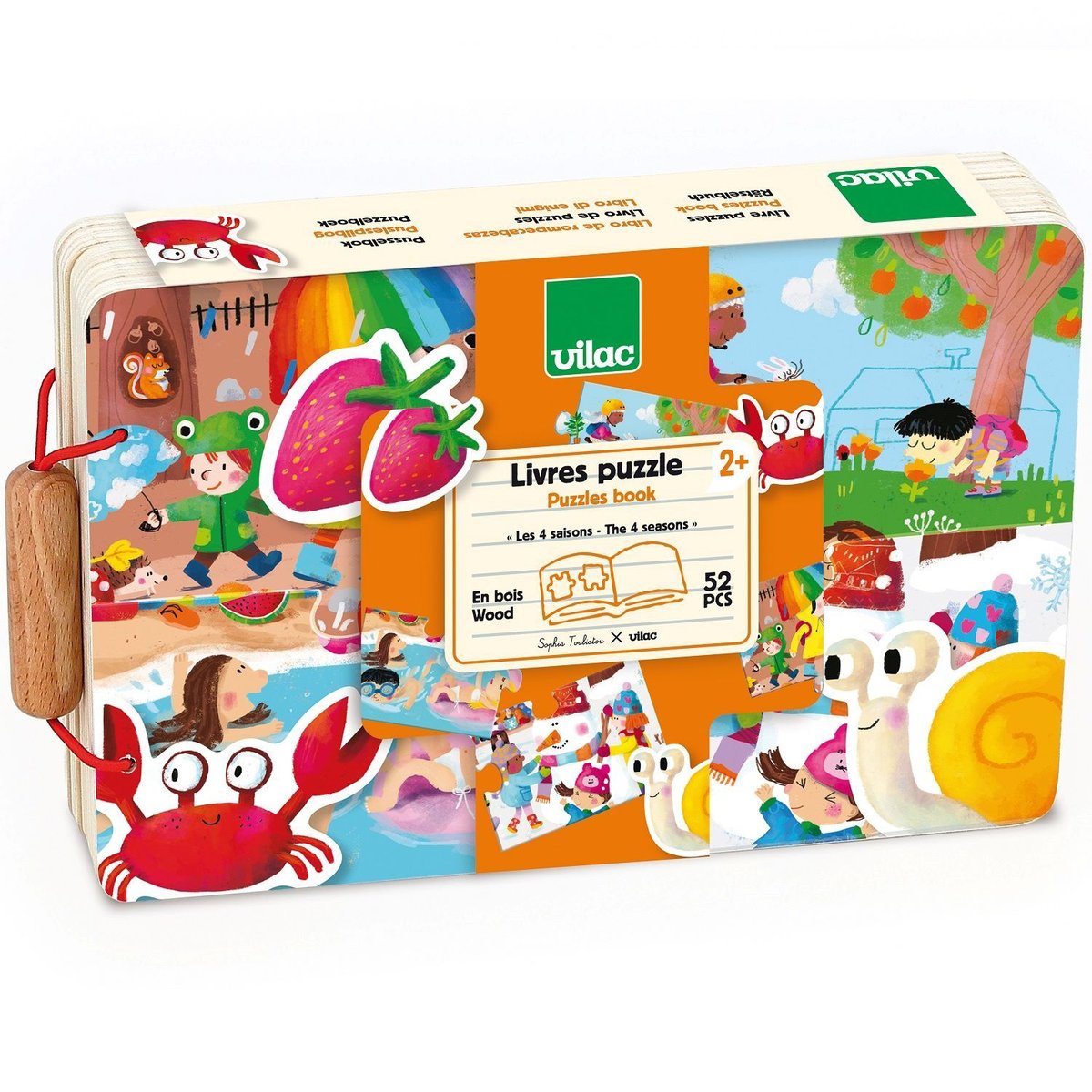 Livre puzzles en bois orange (les 4 saisons), VILAC