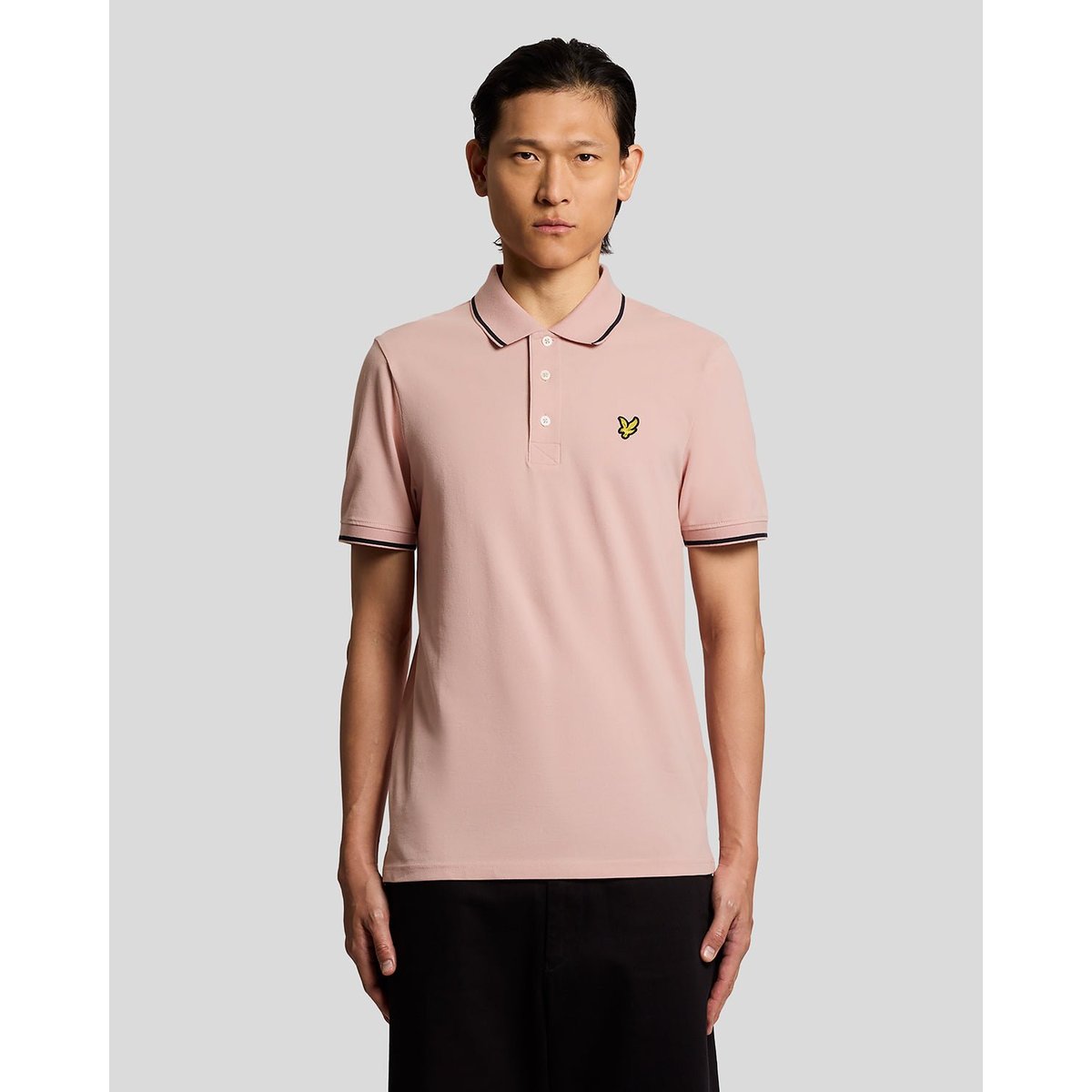 Polo à liserés contrastés rose pamplemousse/ foncé marine, LYLE & SCOTT