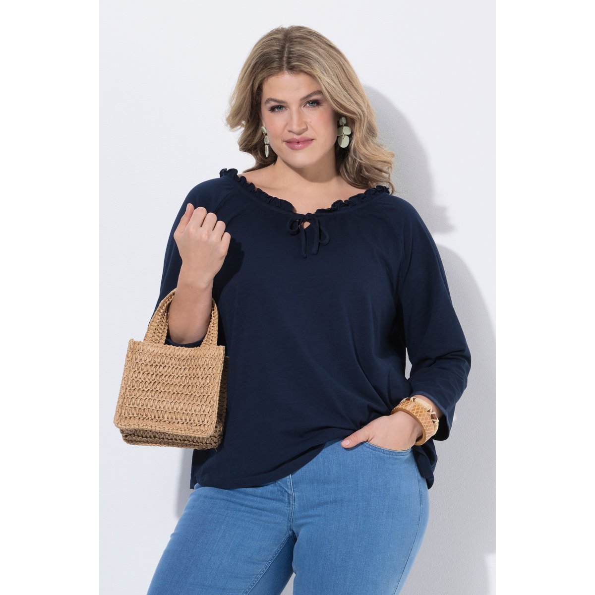 T-shirt en coton bio marine, ULLA POPKEN