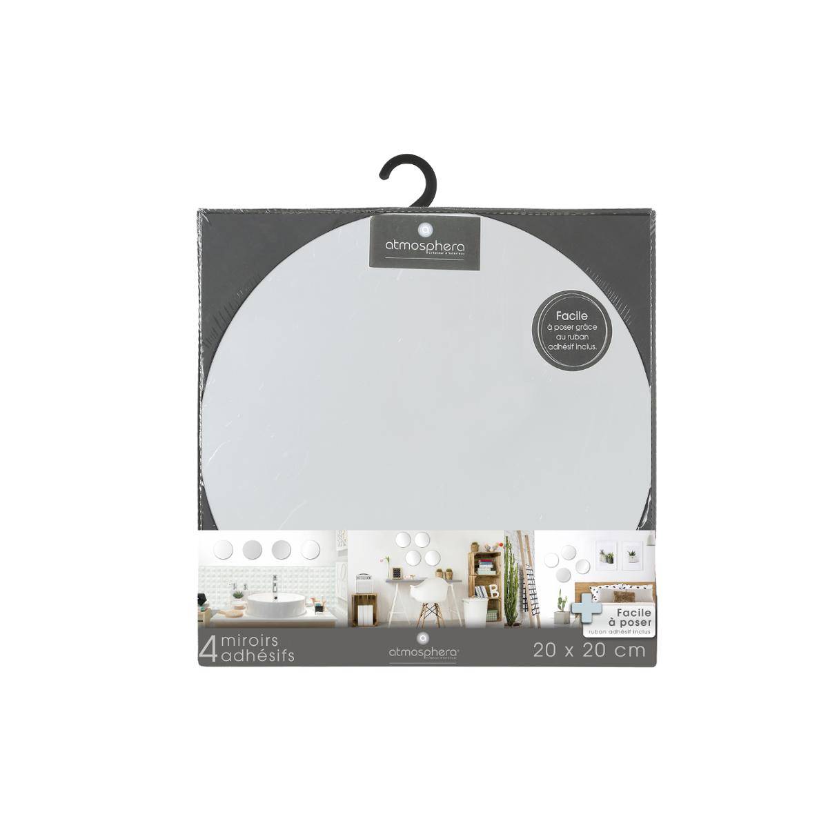 Lot de 4 miroirs adhésifs ronds argent, 5FIVE SIMPLY SMART