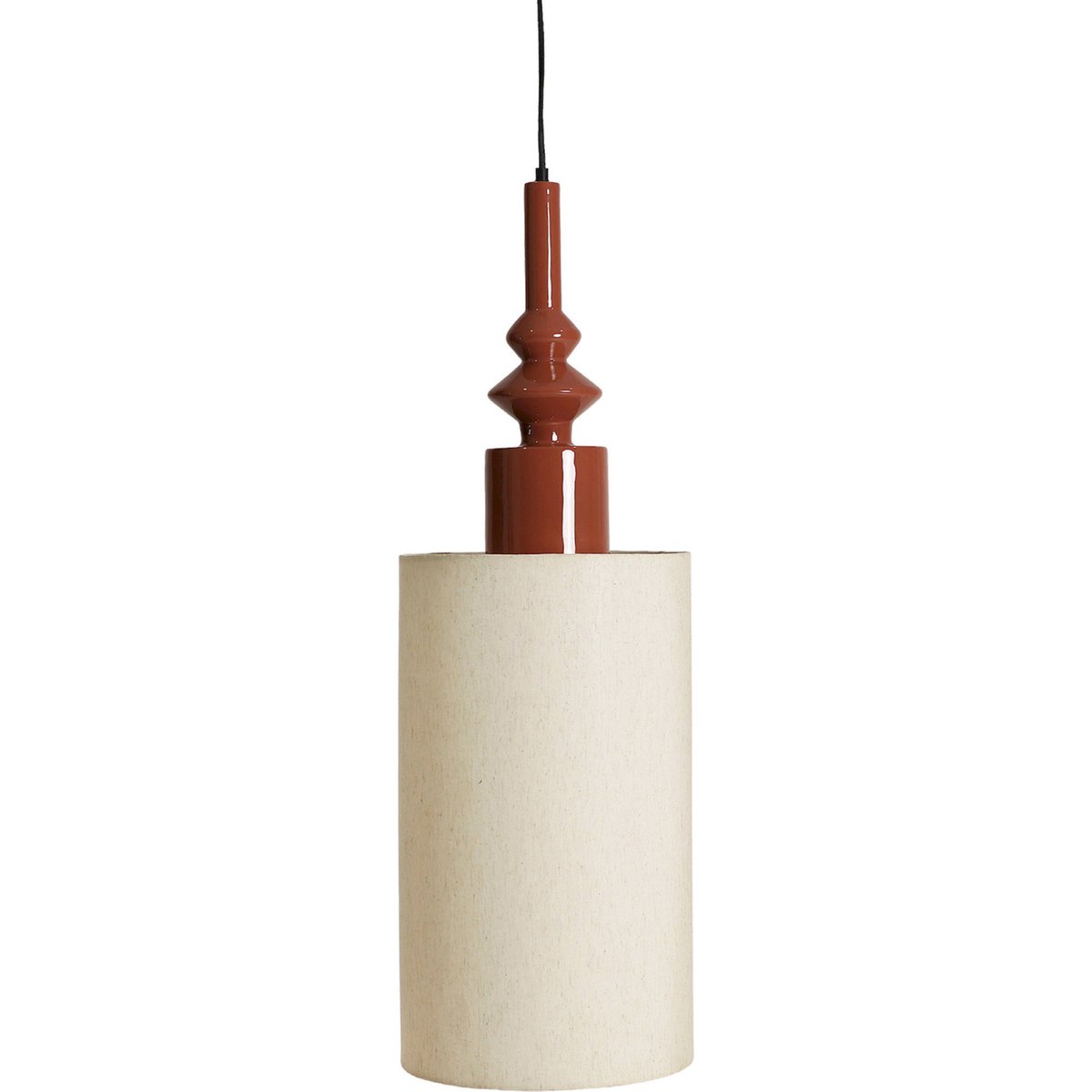 Suspension contemporaine en fer VACIO rouge tuile brillant et beige, RECOLLECTION