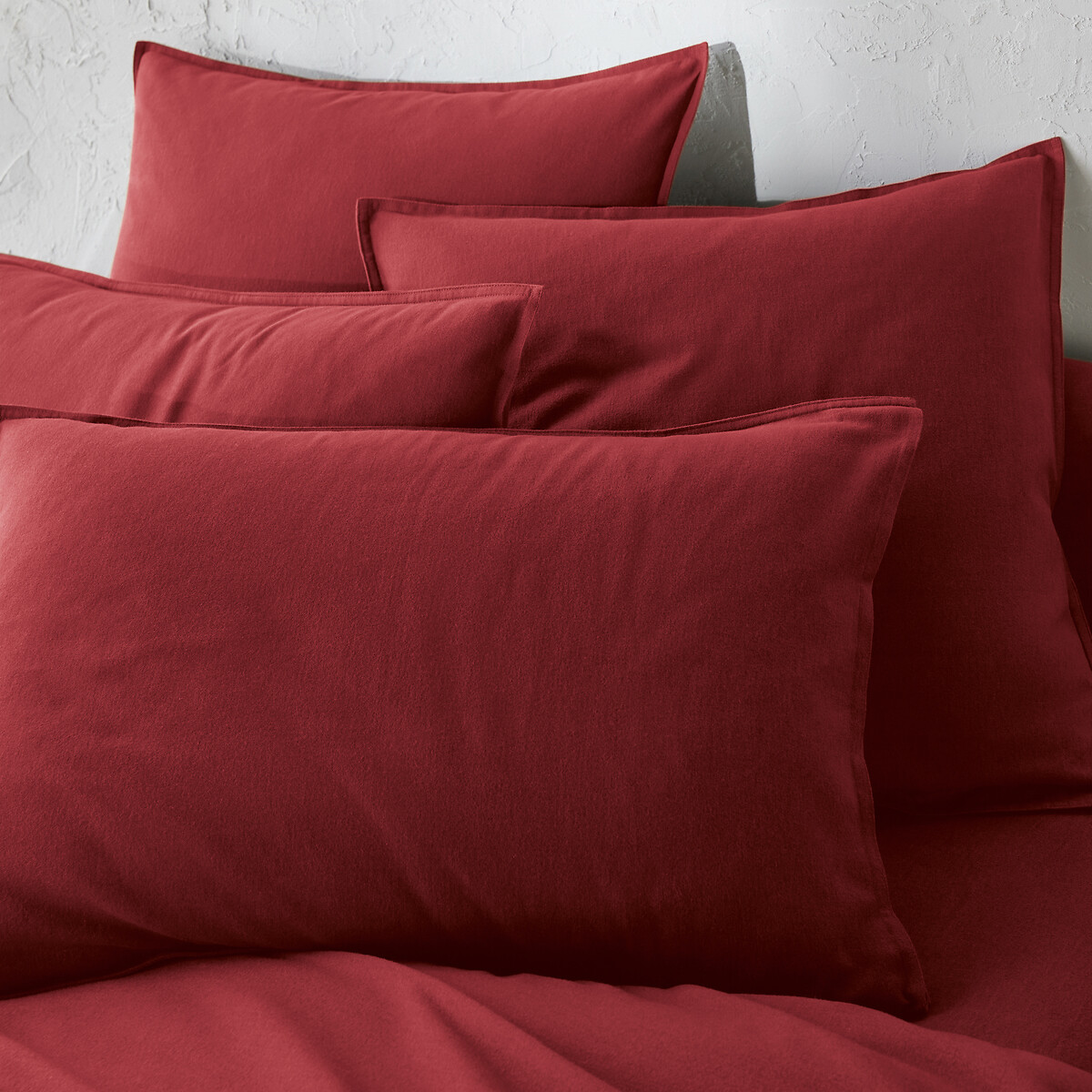 Clara Brushed Cotton Duvet Cover burgundy, LA REDOUTE INTERIEURS