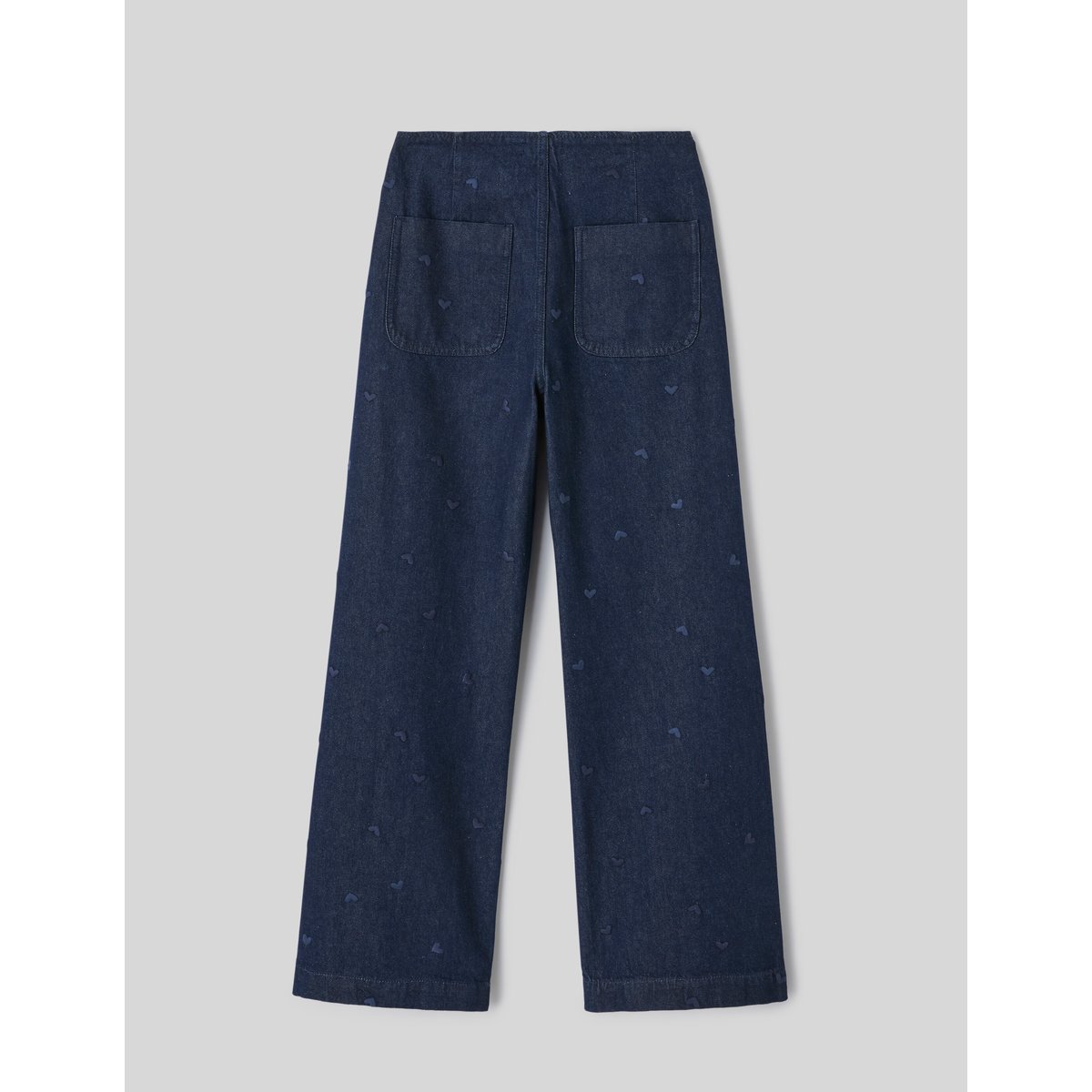 Jean wide leg brodé bleu moyen, BZB