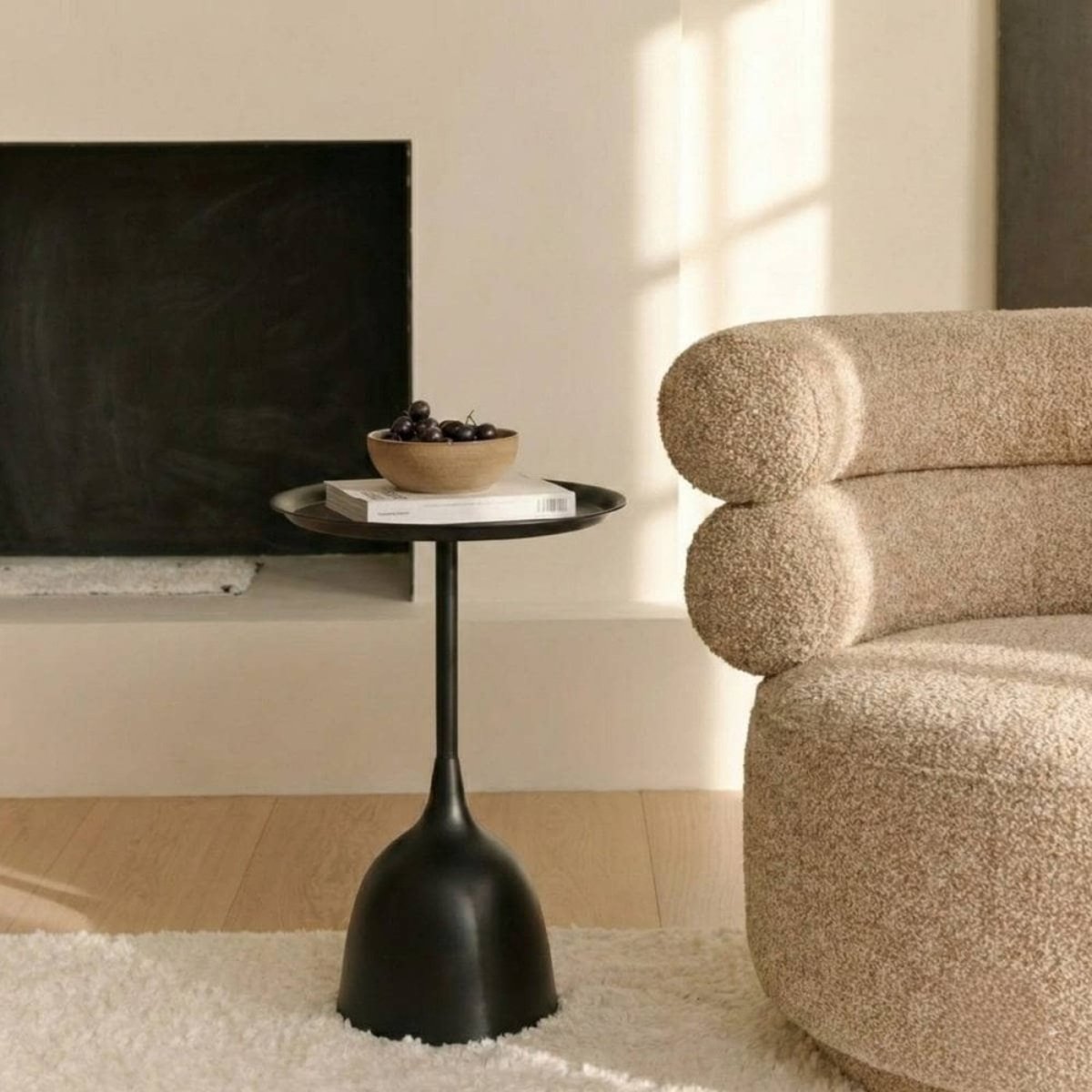 Table d'appoint design en métal noir 60cm noir, ORNAMI