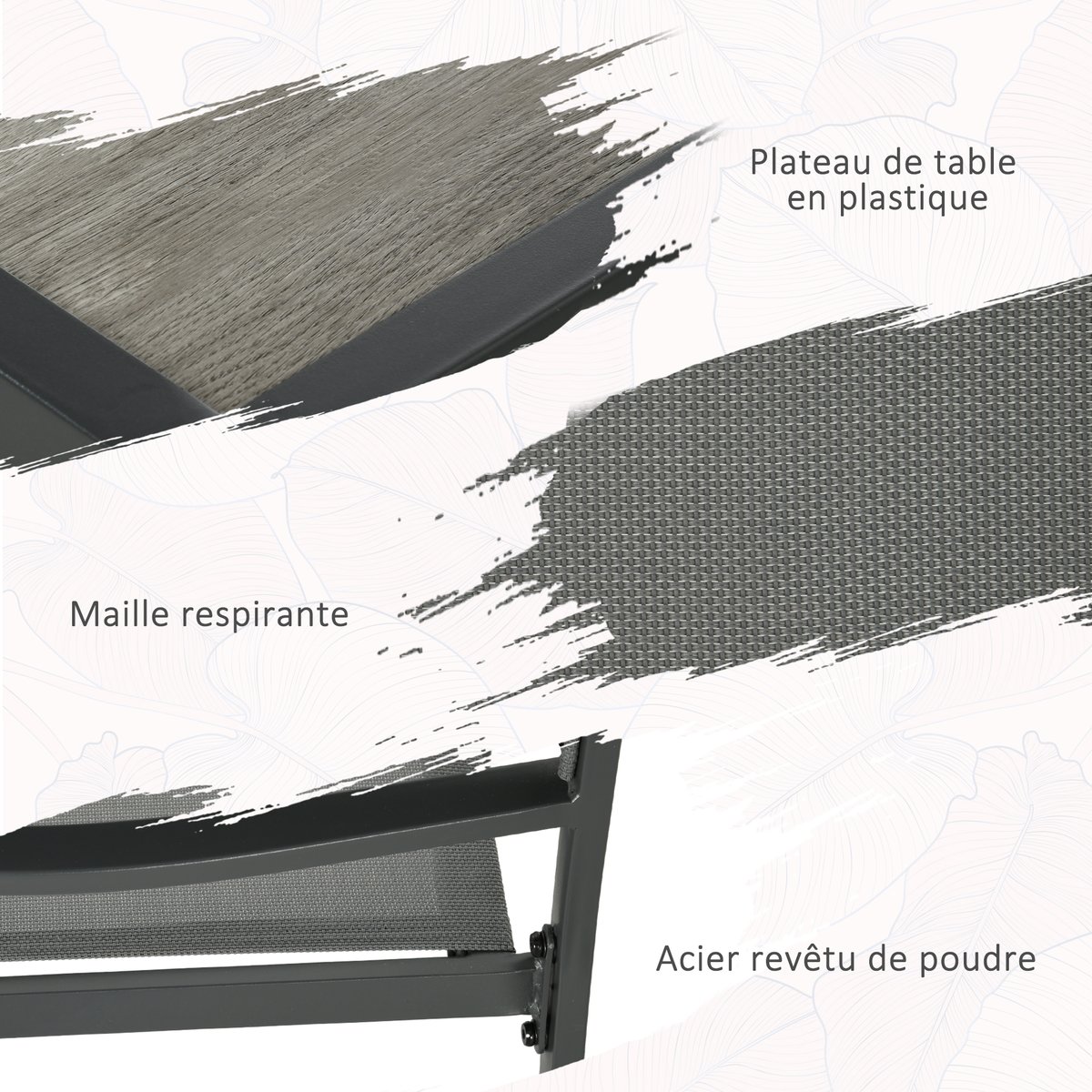 Ensemble de salon de jardin Acier Gris foncé gris, OUTSUNNY