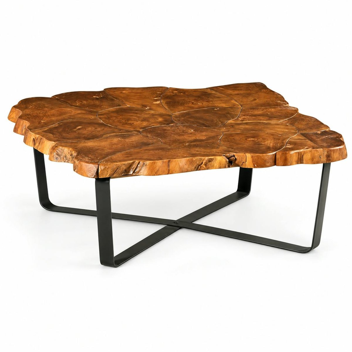 Table basse carrée teck massif recyclé D100 cm BALTIMORE bois naturel, PIER IMPORT
