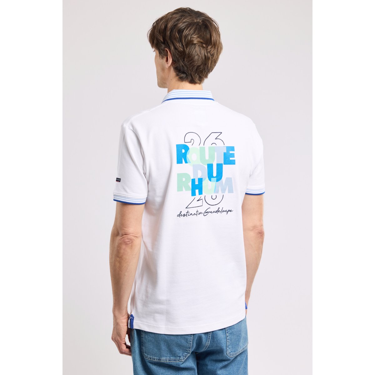 Polo brodé Homme - coton blanc, ARMOR-LUX