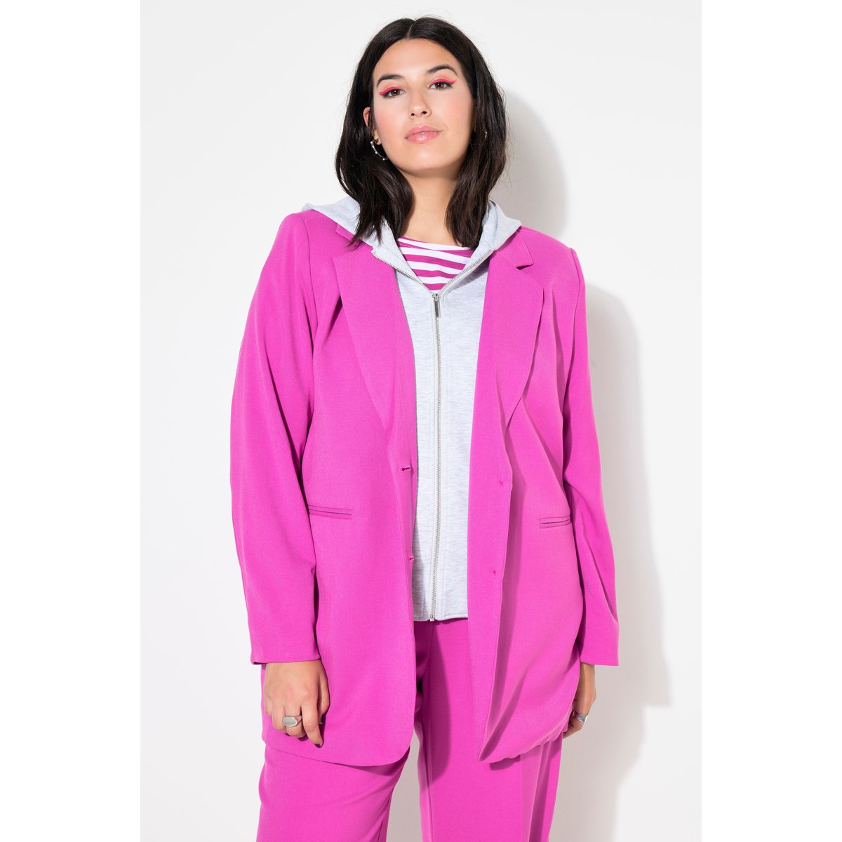 Blazer oversize à capuche, doublure intégrale orchidée, STUDIO UNTOLD