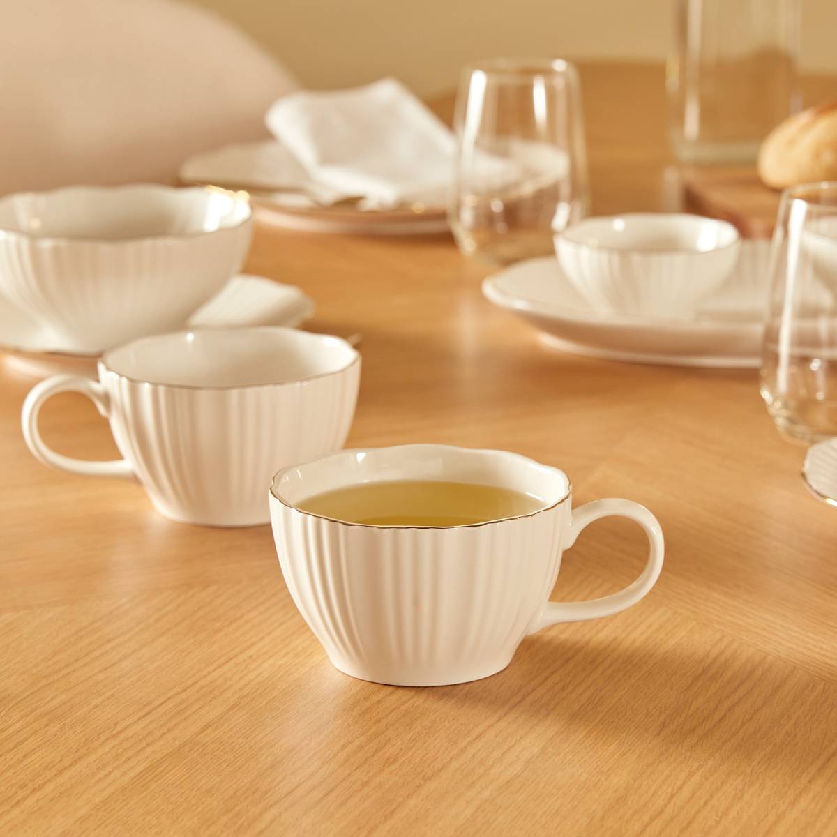 Bol petit-déjeuner en porcelaine DAPHNE blanc, ATMOSPHERA