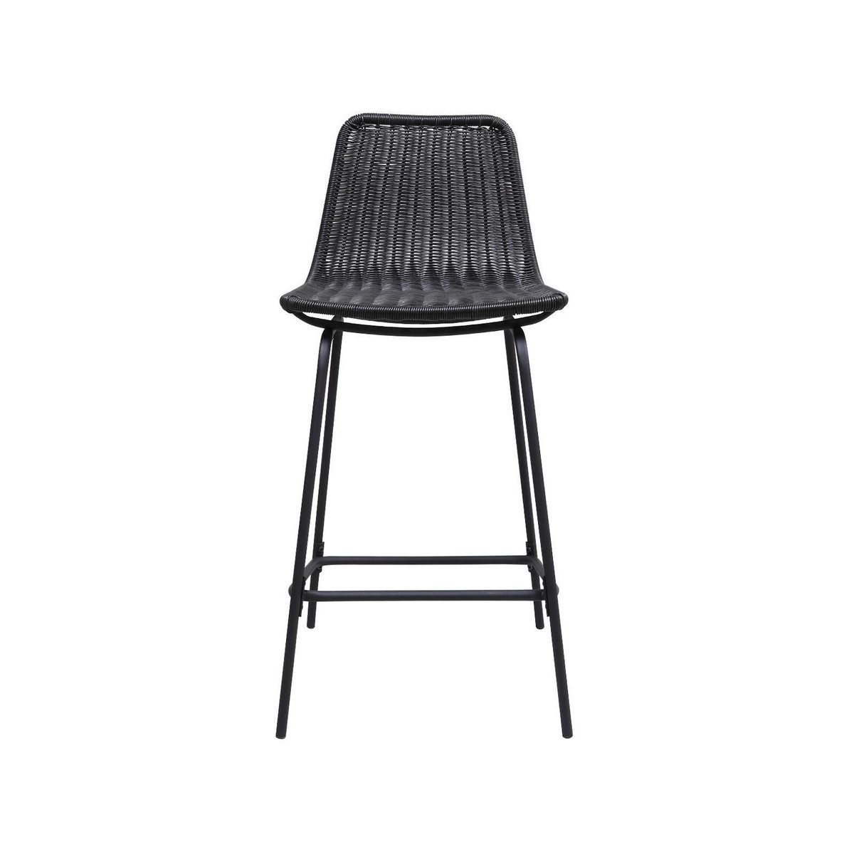 Lot de tabourets d'ilot et bar en métal et assise en rotin 65cm BALI|Lot de 4 | Lot de 4 noir, MOB IN