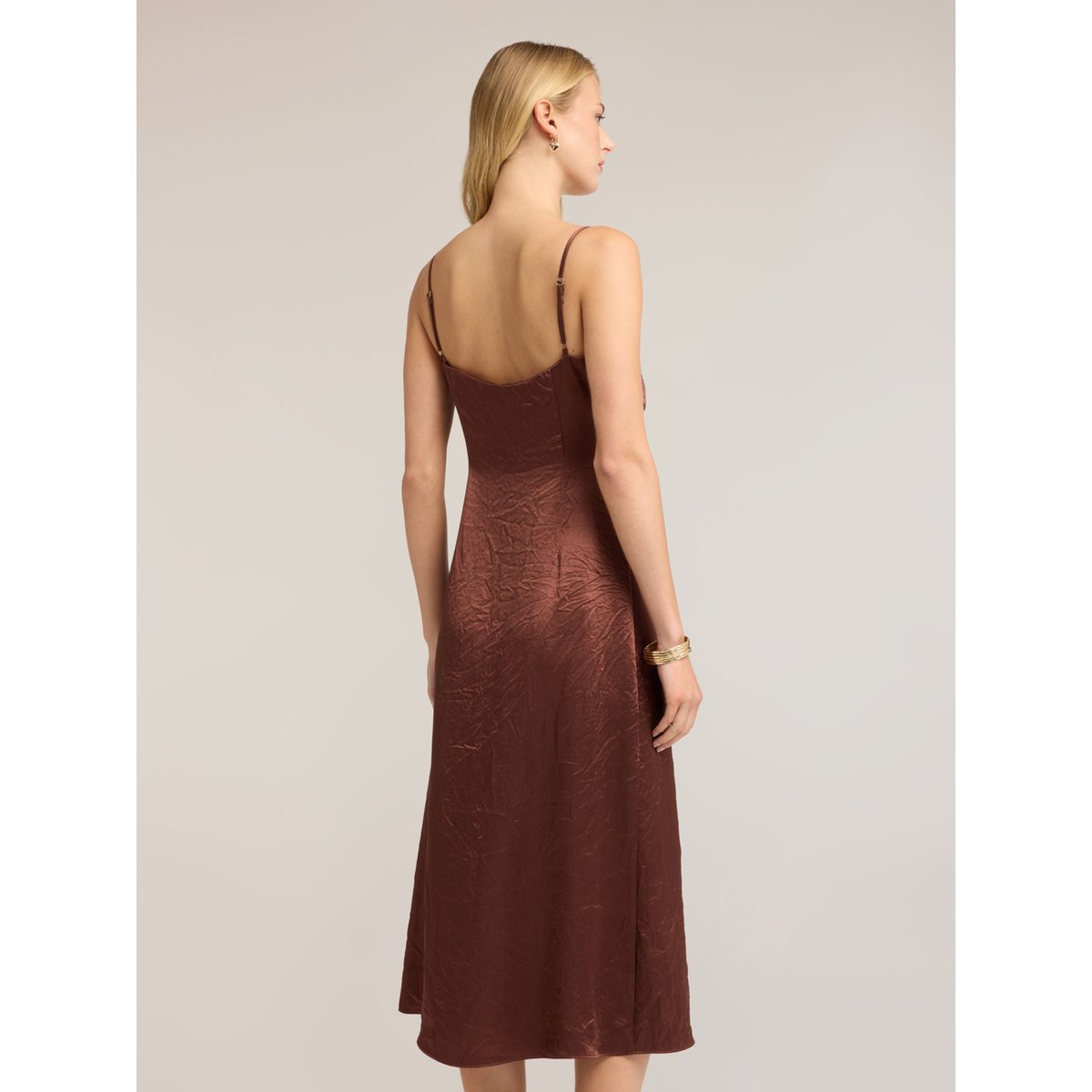 Robe avec drapé marron, MOTIVI