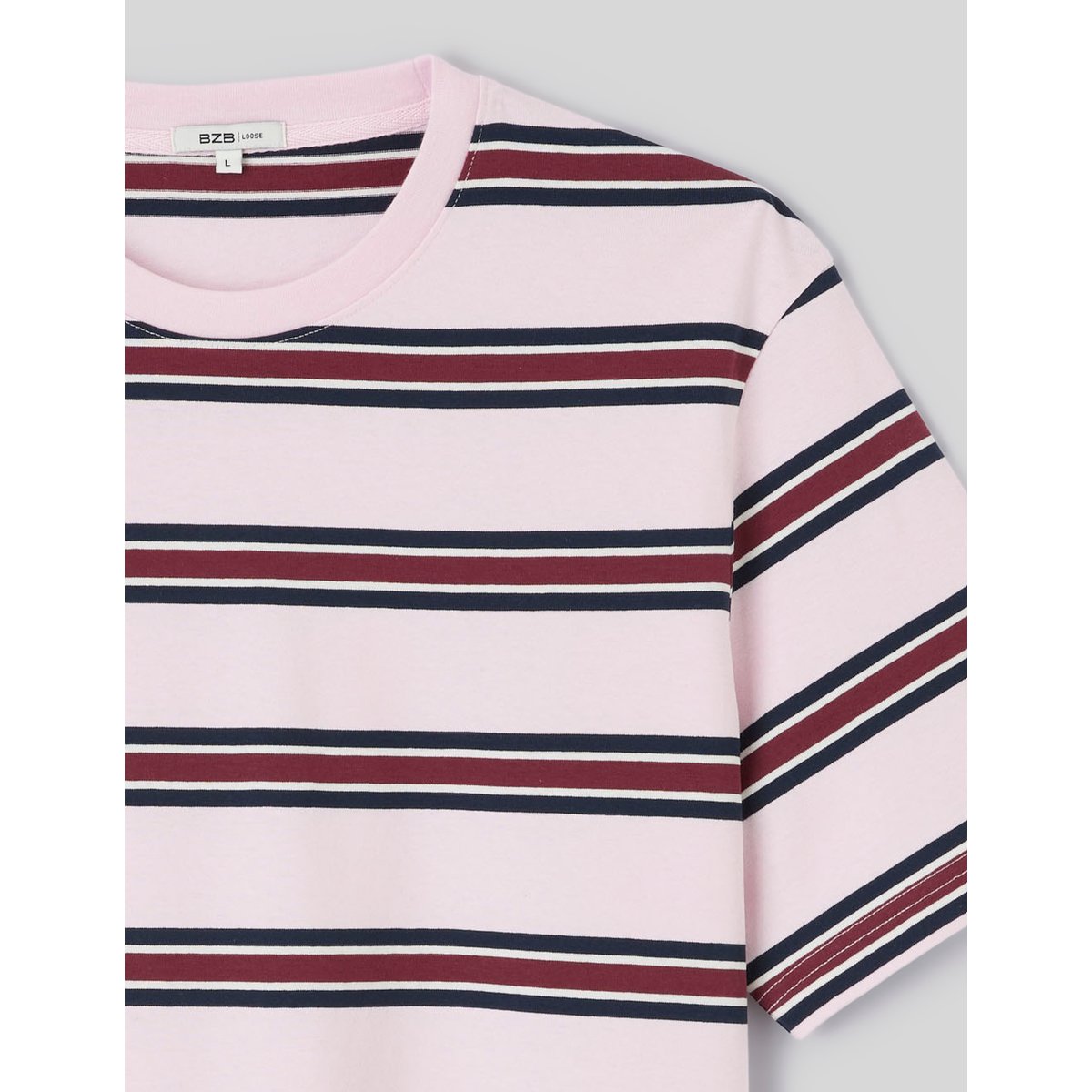 T-shirt rayé rose pâle, BZB