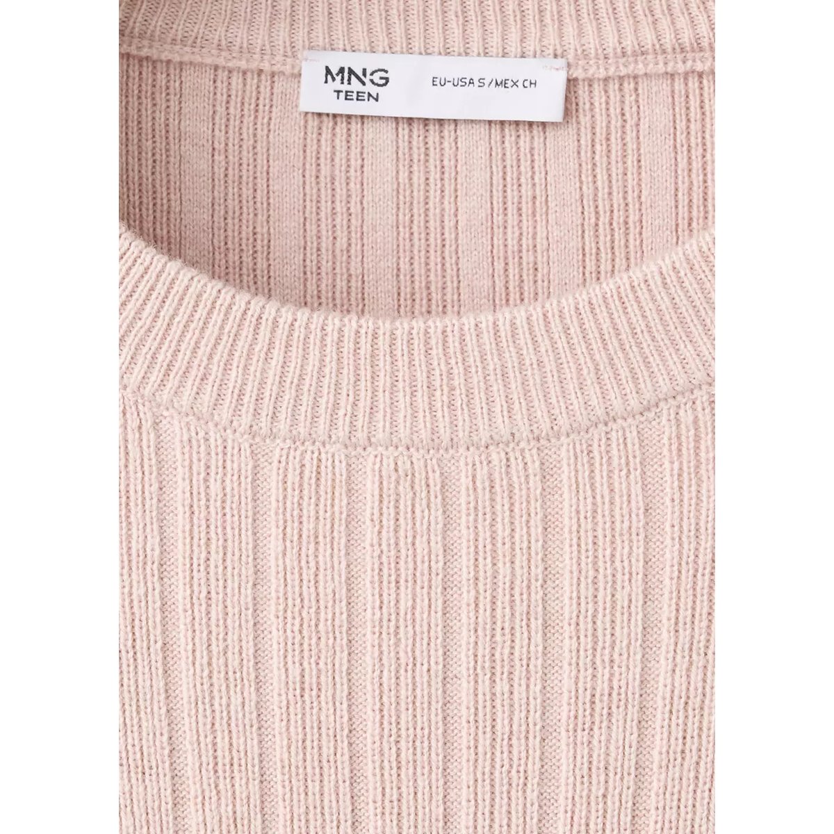 Pull-over maille côtelée rose pastel, MANGO TEEN