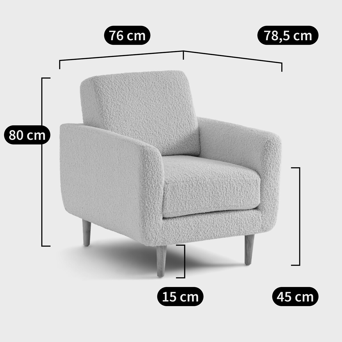 Fauteuil bouclette, Jimi ecru, LA REDOUTE INTERIEURS