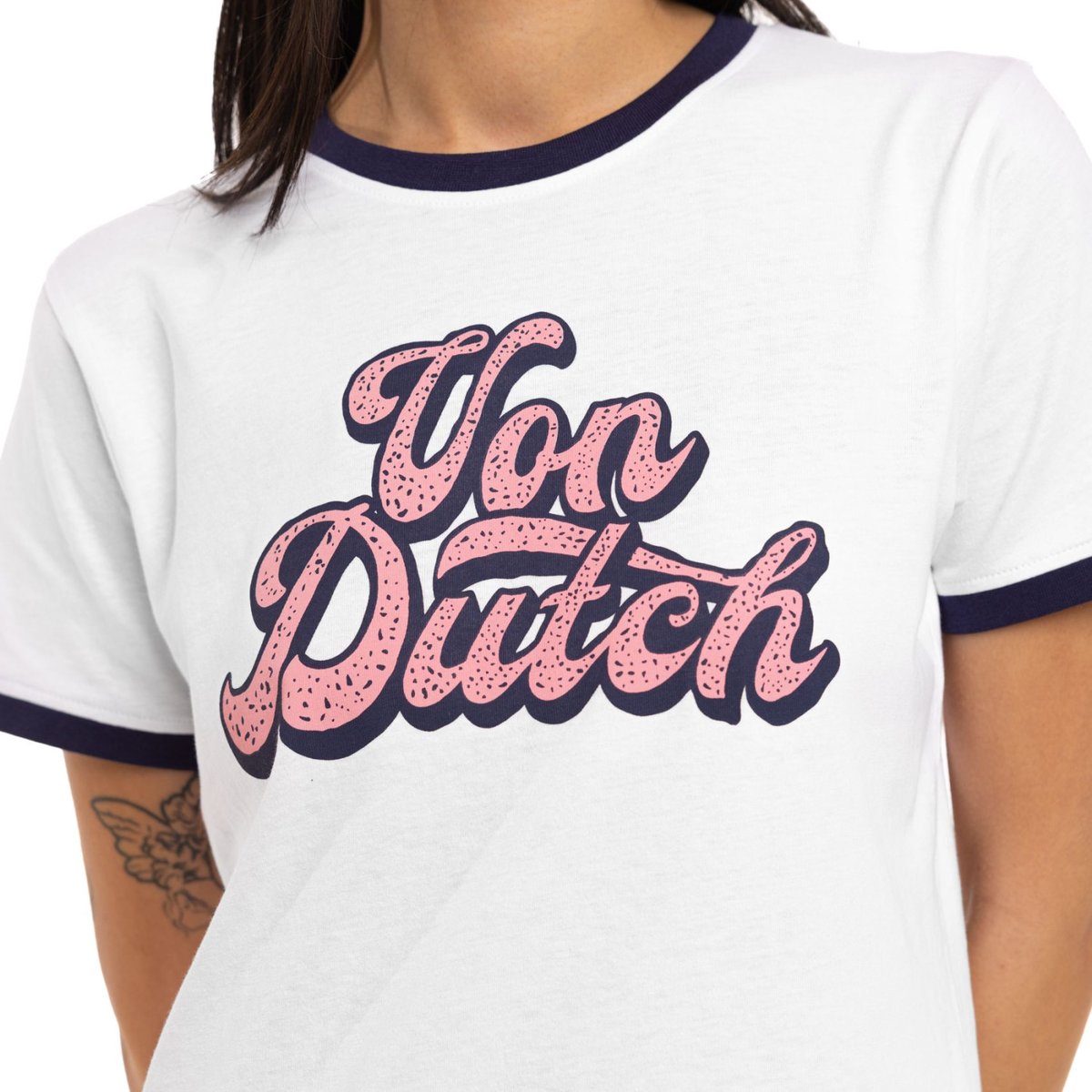 Tee Shirt en coton GROOVY blanc/rose/violet, VON DUTCH