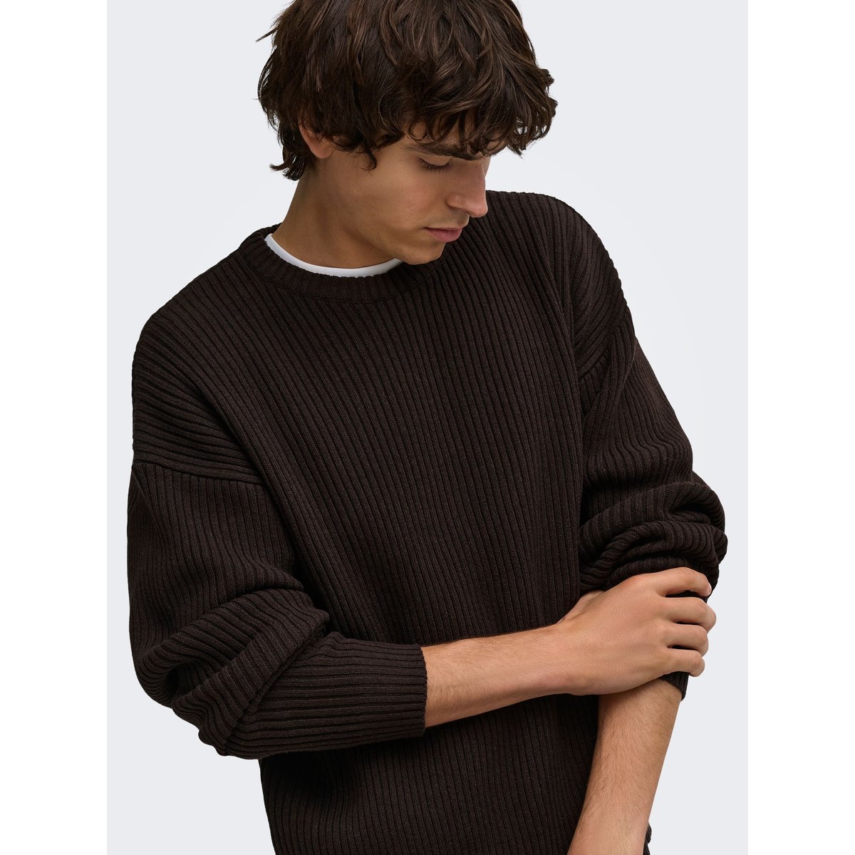 Pull En Maille marron - coffee bean 1, ONLY & SONS