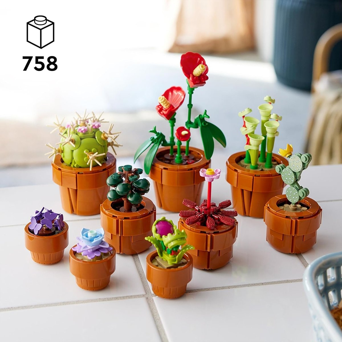 IconsLes plantes miniatures, set sollection botanique avec fleurs artificielles multicolore, LEGO