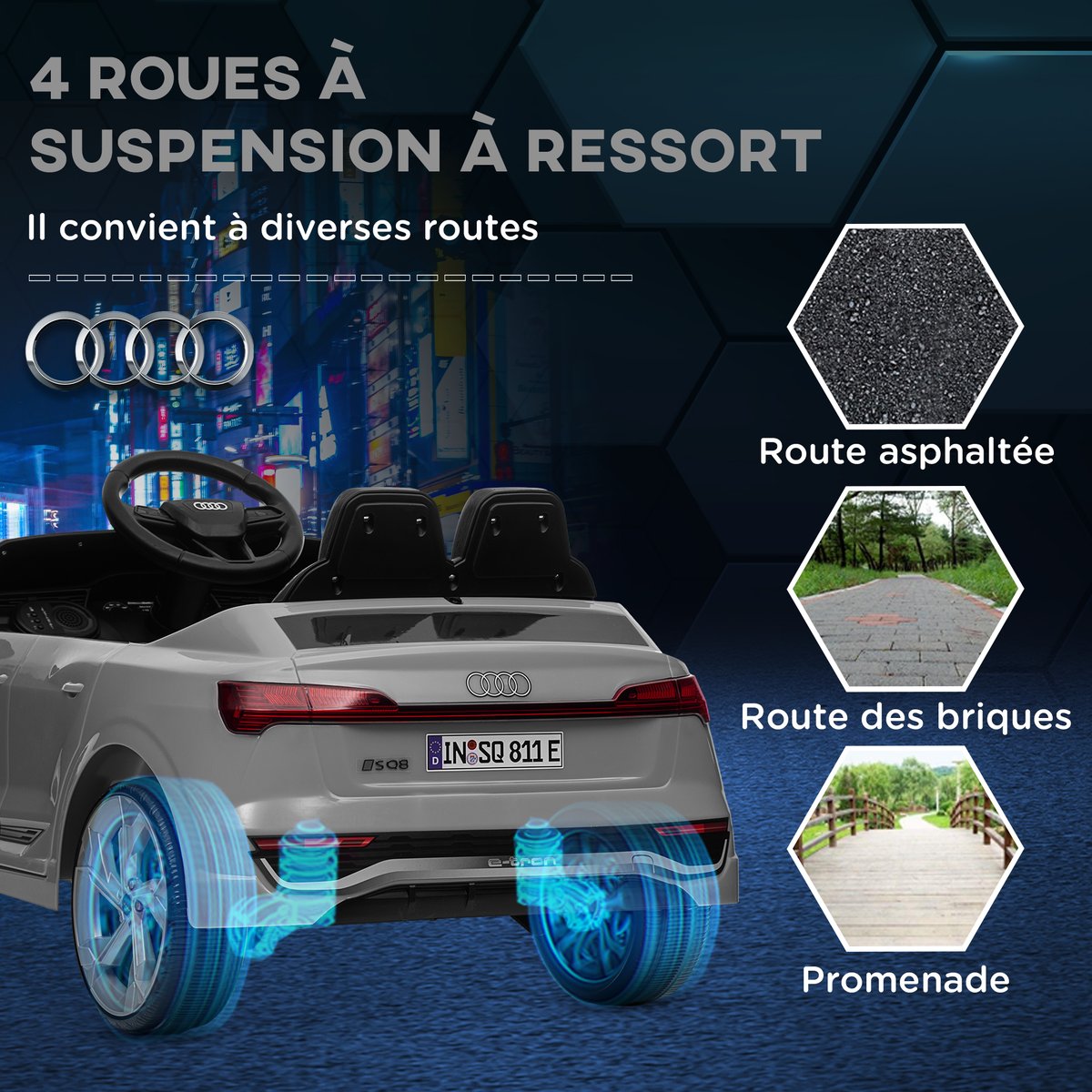 Voiture électrique à conducteur assis PP gris, AIYAPLAY