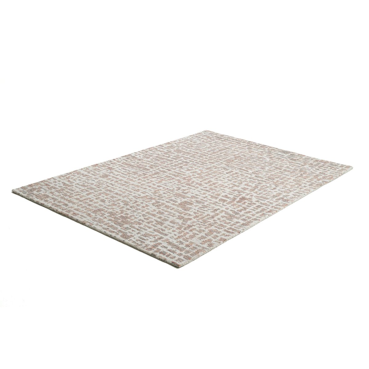 Tapis tufté main en laine vierge et viscose argent, THEKO