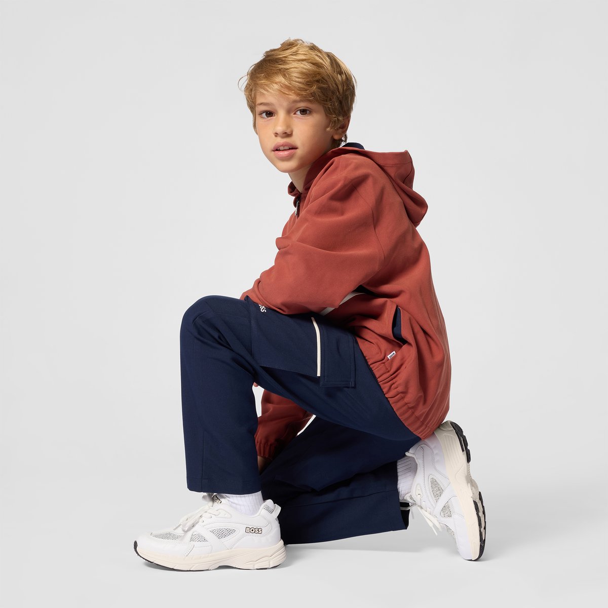 Baskets basses à lacets blanc, BOSS KIDSWEAR