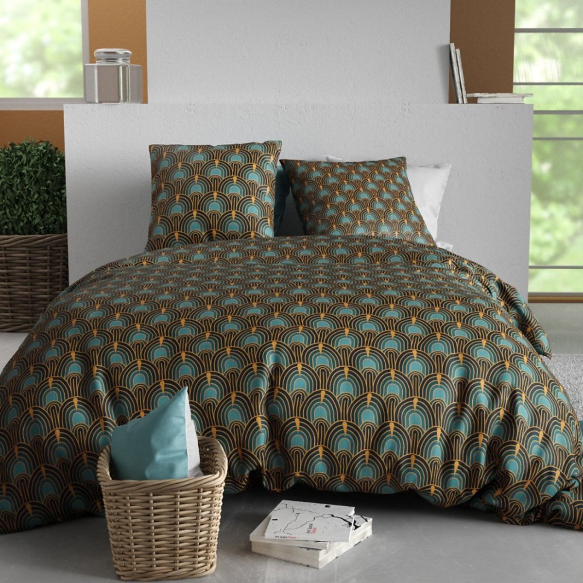 Housse De Couette 100% Coton 57 Fils + 2 Taies D'oreiller multicolore, DECORATIE