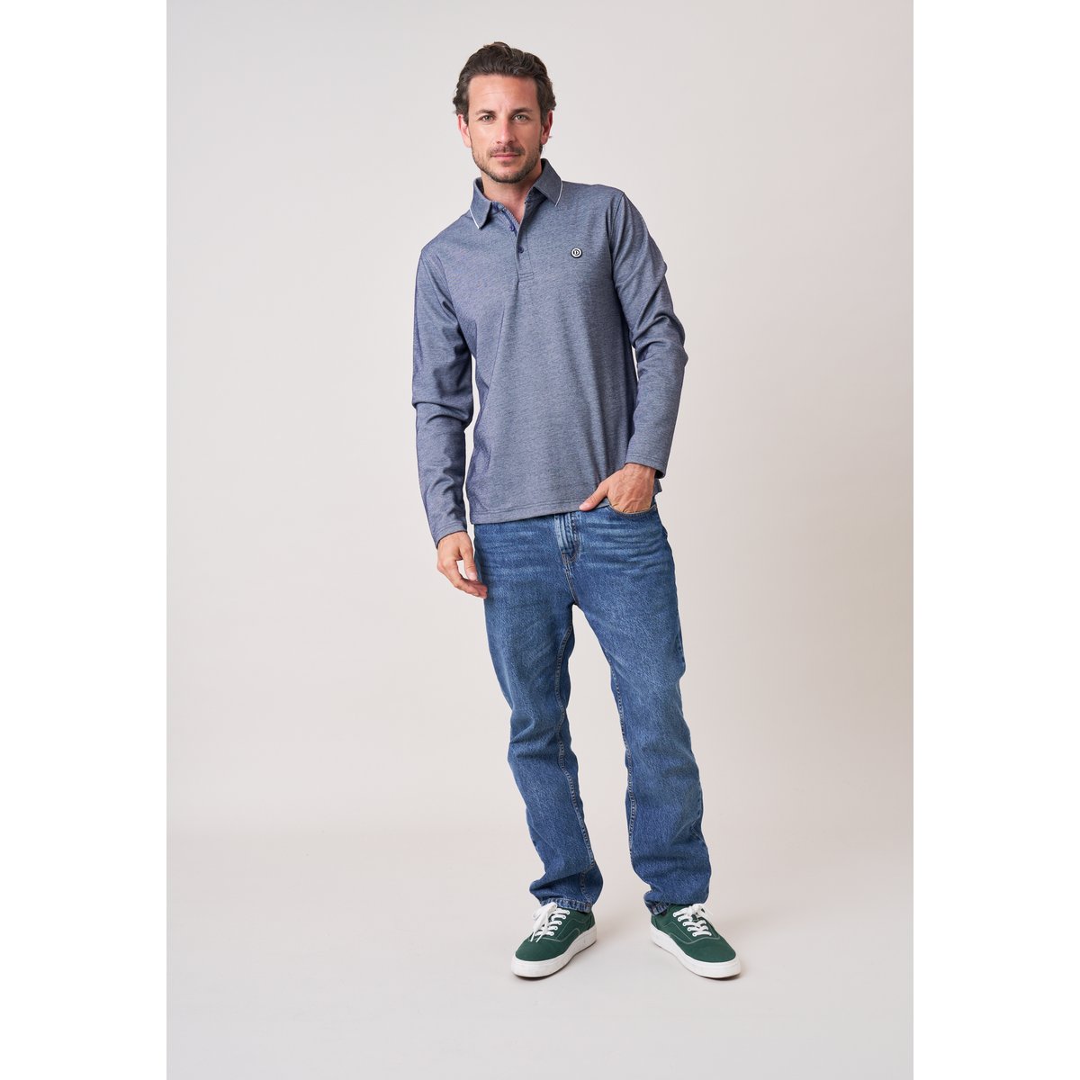 Polo regular homme avec col contrasté VELVORI navy, DEELUXE