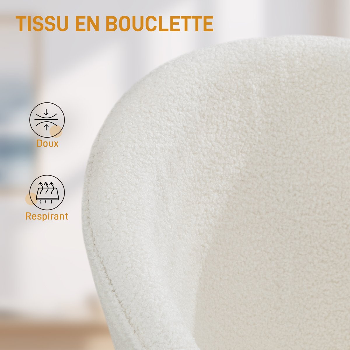 Chaise de bureau Polaire Teddy (100 % crème, HOMCOM