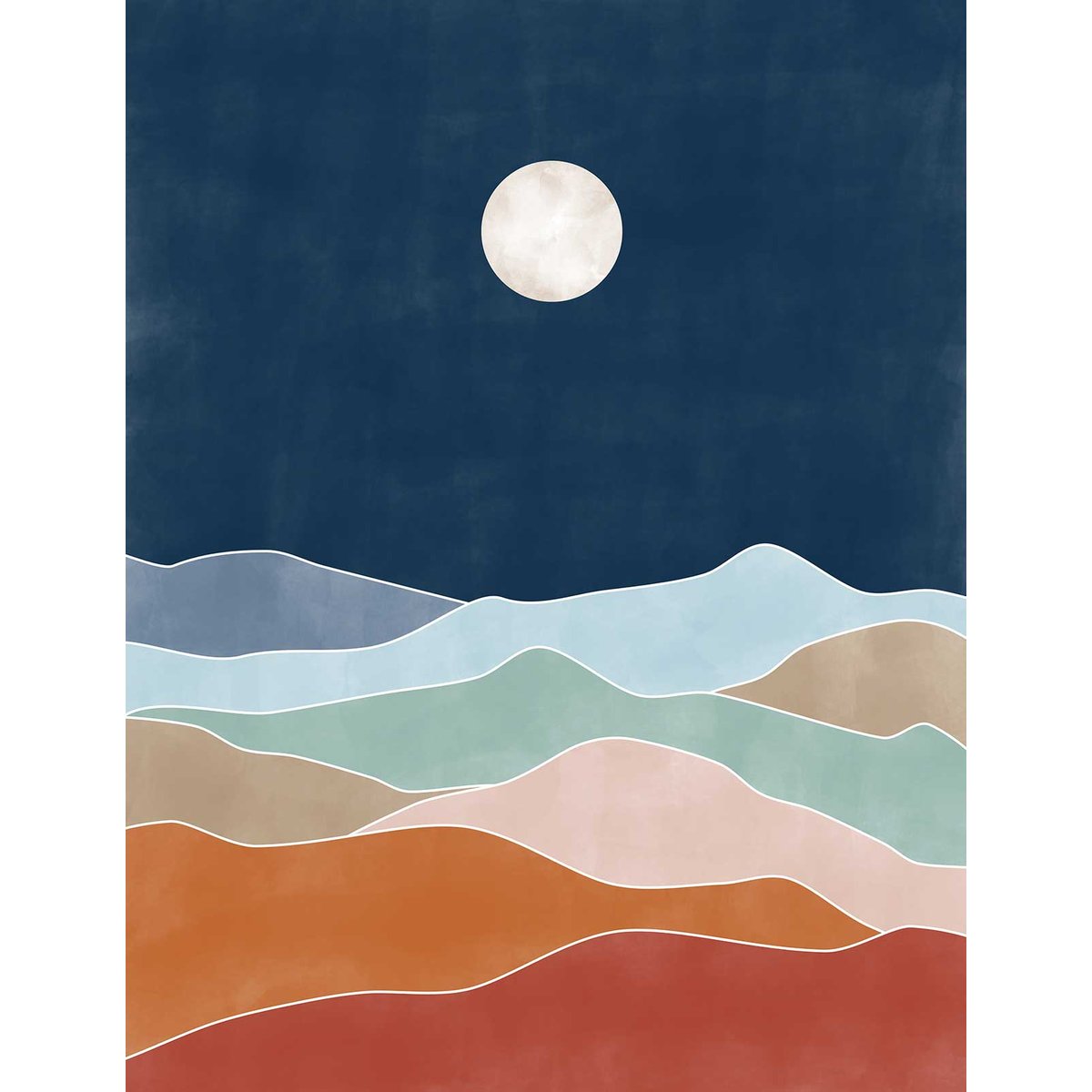 Papier peint lune bleu intissé, HEXOA