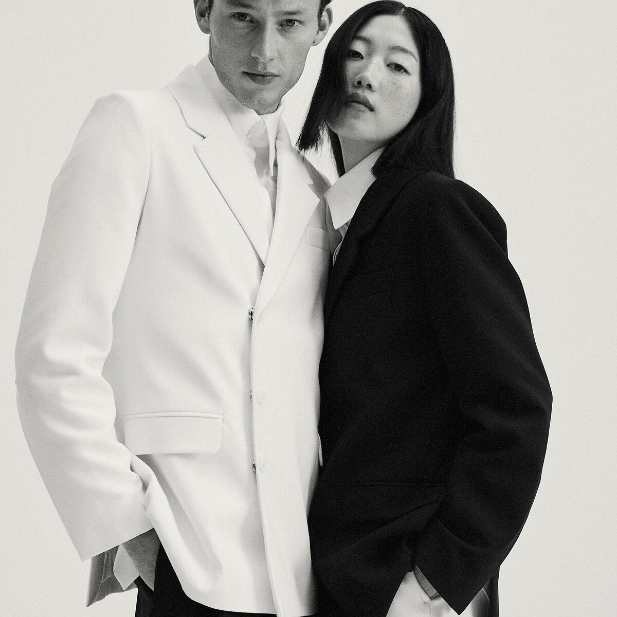 Unisex Straight Blazer with Asymmetric Fastening black, ALAN CLERC X LA REDOUTE