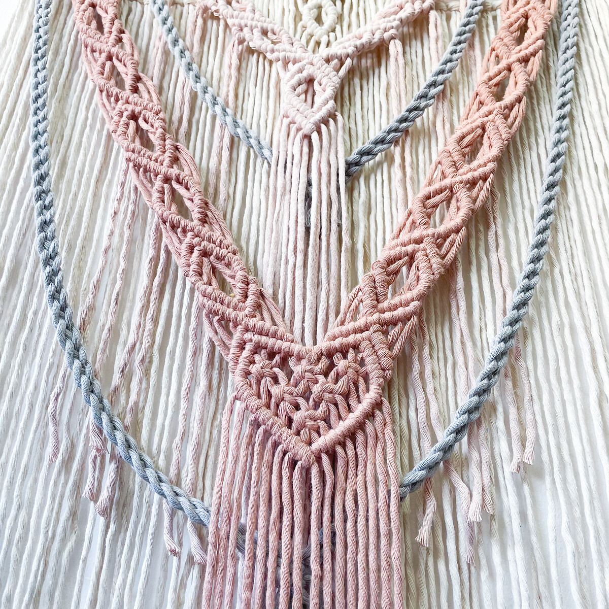 Decoração de parede em macramé CURA, Macramar natural, MACRAMAR