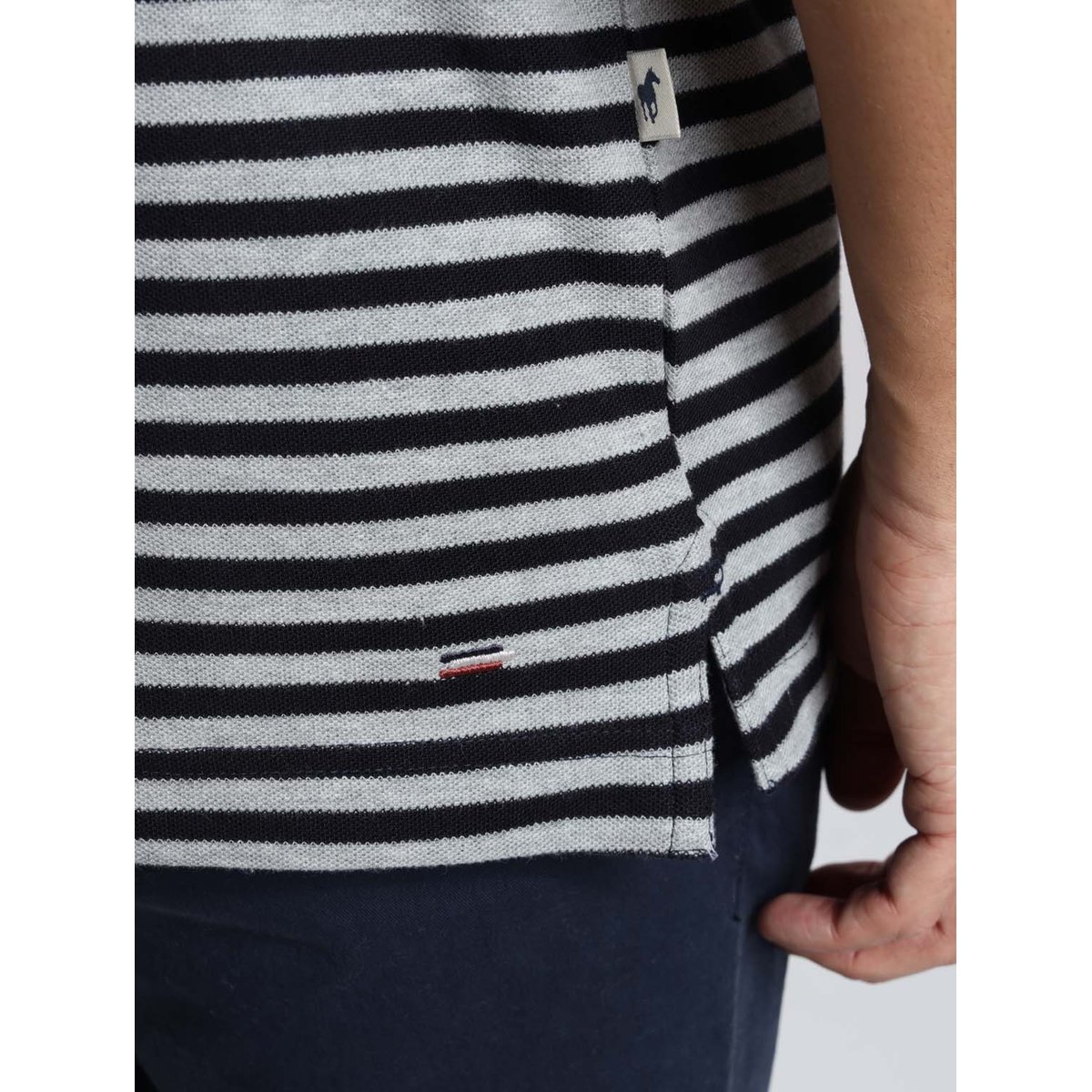 Polos manches courtes en coton OSAKA marine/gris chine, GENTLEMAN FARMER