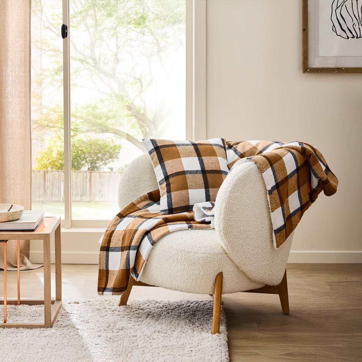 Plaid tartan sherpa chaud Écossais marron, DOUCEUR D'INTÉRIEUR