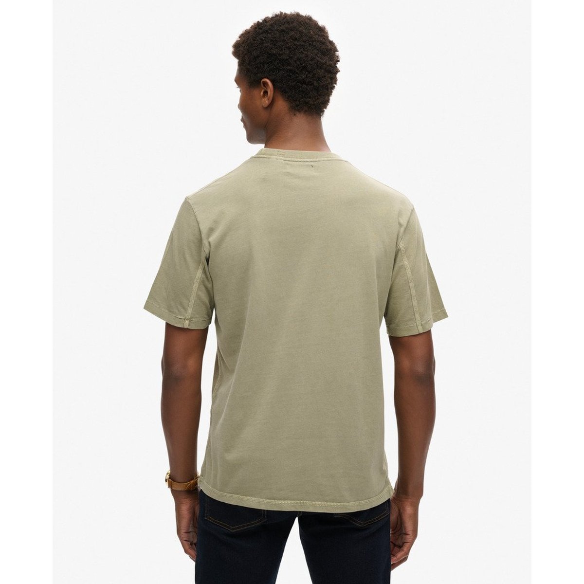 T-shirt à poche avec surpiqûres contrastées gris délavé, SUPERDRY