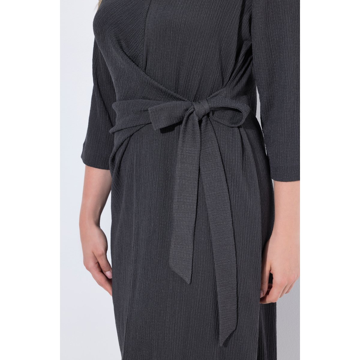 Robe portefeuille, longueur midi chiné gris moyen, ULLA POPKEN