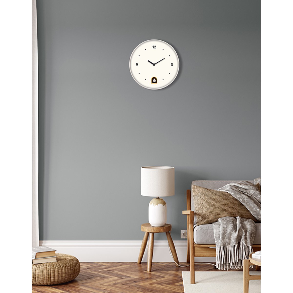 Horloge coucou rond 30cm blanc, EMDE