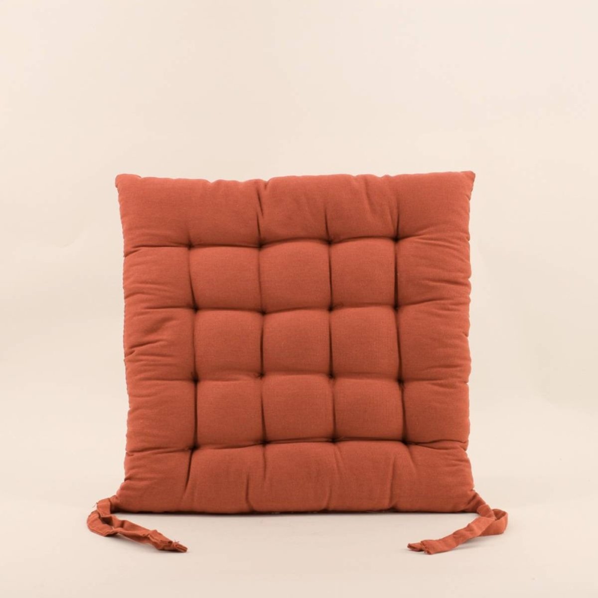 Lot de 4 galettes de chaise à motifs fleuris brique, ORNAMI
