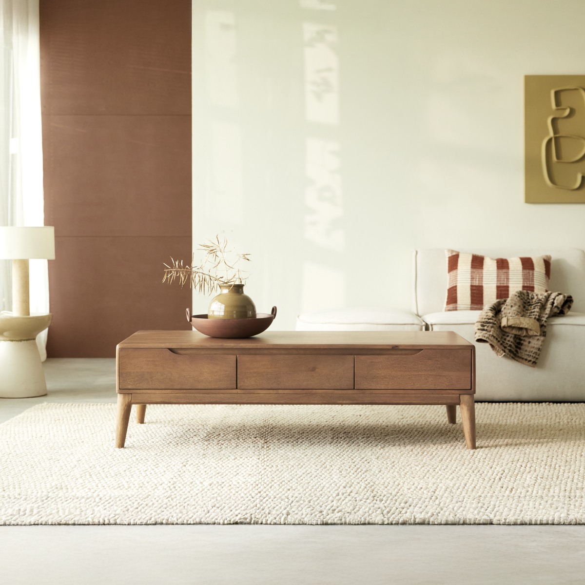 Table basse en Manguier massif, GABRIELLE marron, TIKAMOON