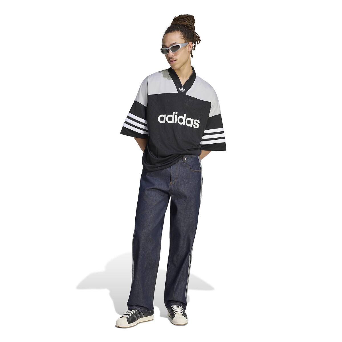 Pantalon denim droit, taille mi-haute, FIREBIRD bleu denim, adidas Originals