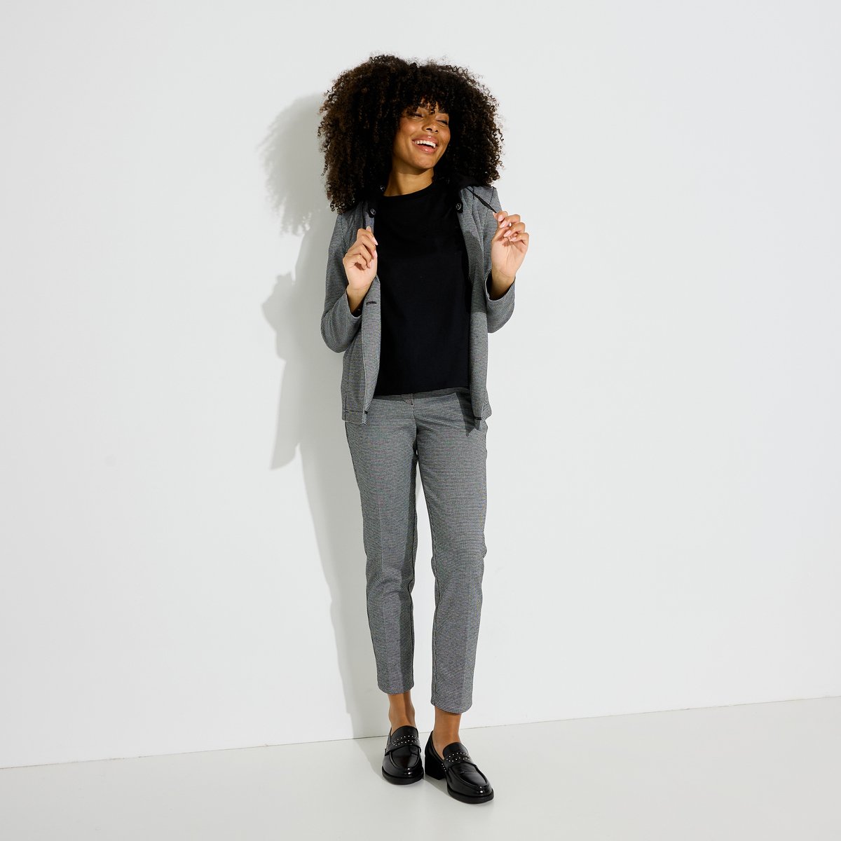 Veste Blazer maille à capuche noir, GRAIN DE MALICE