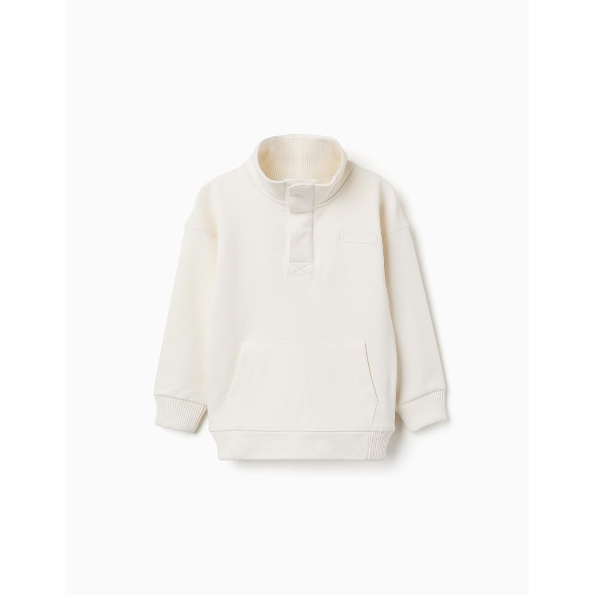 Sweat en molleton avec col montant et imprimé blanc, ZIPPY