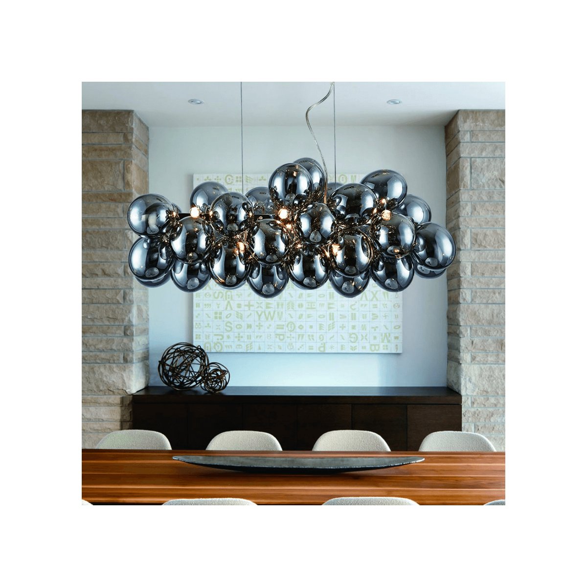 Grande suspension moderne - BARTALI gris fumé, KOSILUM