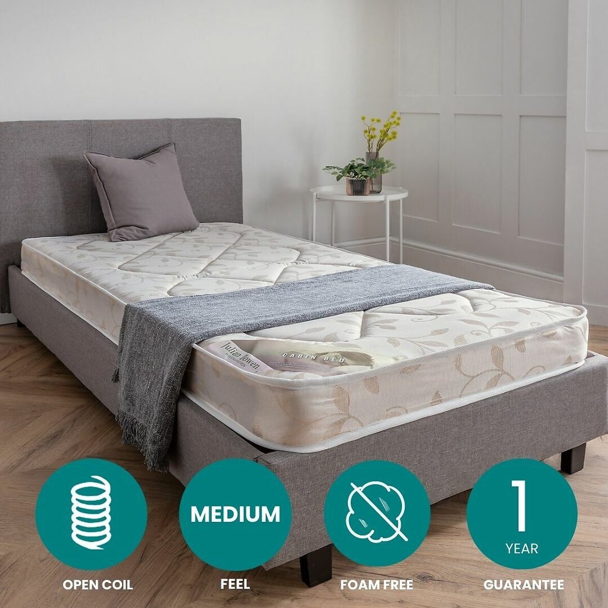 Kids Cabin Bed Sprung Mattress white, JULIAN BOWEN
