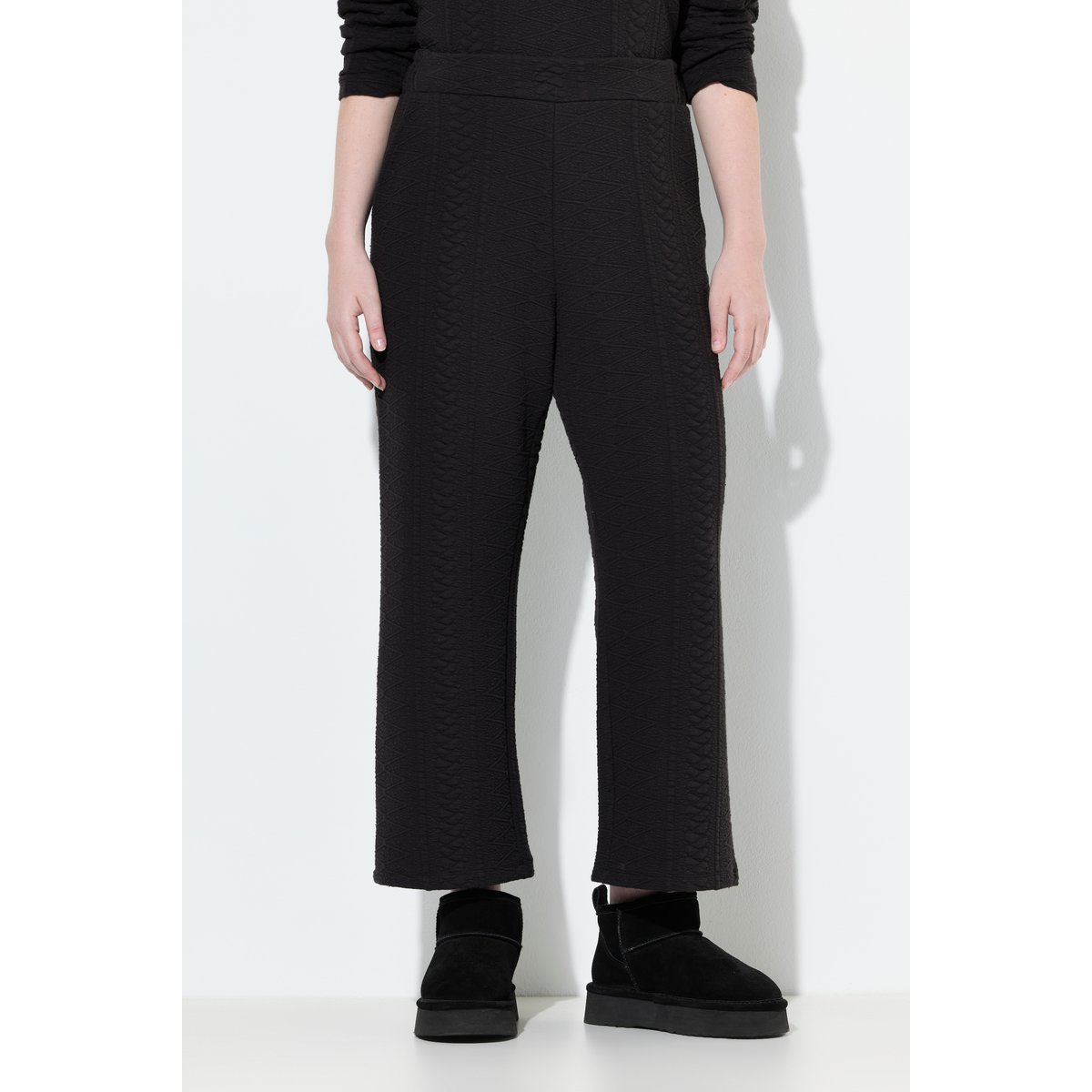 Jupe-culotte en molleton jacquard à jambe noir, ULLA POPKEN